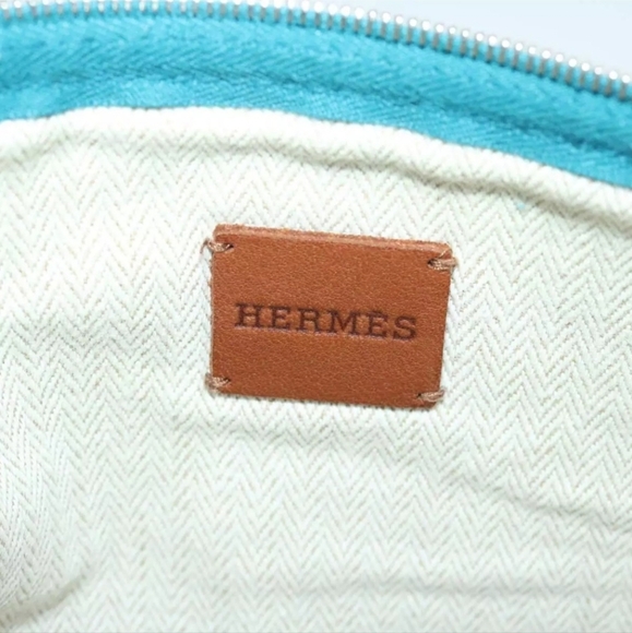 HERMES Blue Studded Velocipedist Canvas Pouch/Clutch - Picture 7 of 10